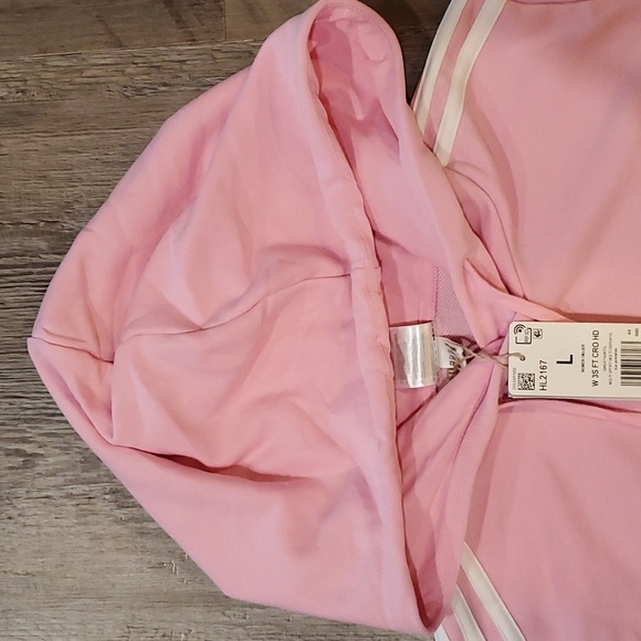 Adidas 3 Stripes Cropped Hoodie Size Large - Picture 6 of 7